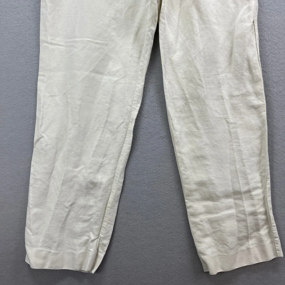 Tommy Bahama Pants Mens 38x32 Ivory Linen Tencel Flat Front Coastal Resort Chino